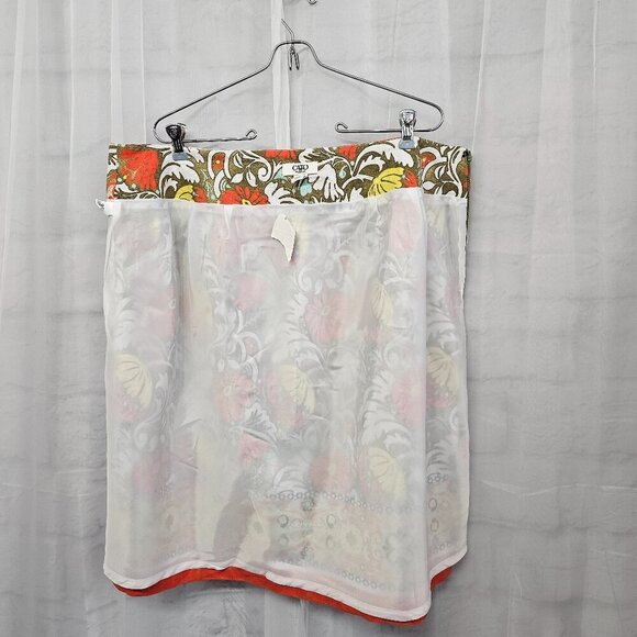 NWT Cato Orange Green Art Deco Linen Blend Boho A-Line Skirt 20W - Picture 7 of 11